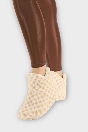 Kadın Piti Kareli Ev Botu Panduf BEJ