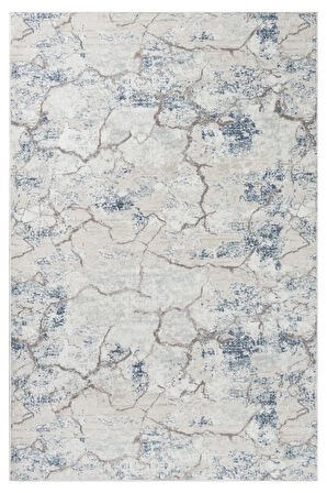 Silvia Vl Makinede Yıkanabilir Dayanıklı Kaymaz Taban Antialerjik Halı Mavi-Bej-Gri