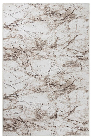 Silvia Vl Makinede Yıkanabilir Dayanıklı Kaymaz Taban Antialerjik Halı Kahve-Bej-Krem