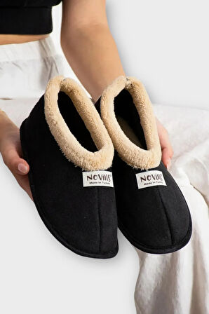 Unisex İçi Yünlü Kışlık Ev Ayakkabısı Panduf SİYAH