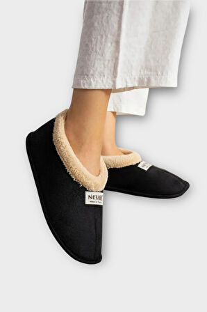 Unisex İçi Yünlü Kışlık Ev Ayakkabısı Panduf SİYAH