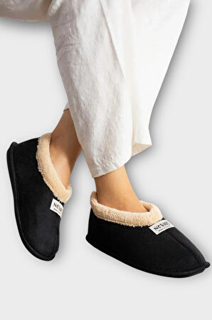 Unisex İçi Yünlü Kışlık Ev Ayakkabısı Panduf SİYAH