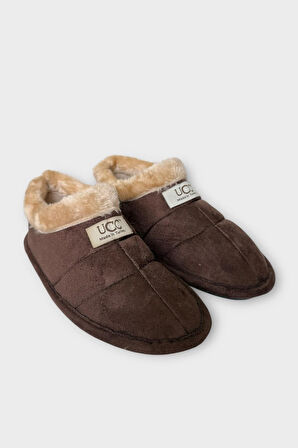 Unisex İçi Yünlü Kışlık Ev Ayakkabısı Panduf KAHVERENGİ