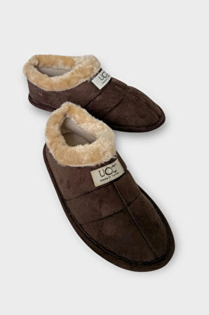 Unisex İçi Yünlü Kışlık Ev Ayakkabısı Panduf KAHVERENGİ