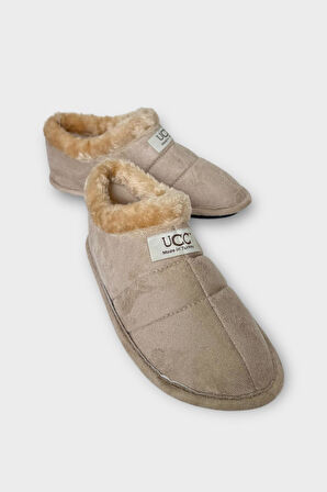 Unisex İçi Yünlü Kışlık Ev Ayakkabısı Panduf BEJ