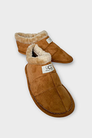 Unisex İçi Yünlü Kışlık Ev Ayakkabısı Panduf TABA