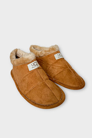 Unisex İçi Yünlü Kışlık Ev Ayakkabısı Panduf TABA