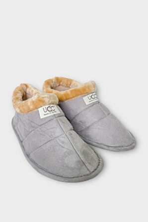 Unisex İçi Yünlü Kışlık Ev Ayakkabısı Panduf GRİ