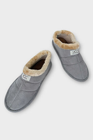 Unisex İçi Yünlü Kışlık Ev Ayakkabısı Panduf GRİ