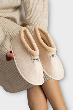 Unisex İçi Yünlü Kışlık Ev Ayakkabısı Panduf KREM