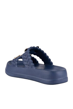 Kadın Taşlı Şık Rahat Konforlu Günlük Terlik LACİVERT
