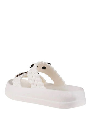 Kadın Taşlı Şık Rahat Konforlu Günlük Terlik BEYAZ