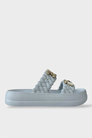 Kadın Taşlı Şık Rahat Konforlu Günlük Terlik GRİ