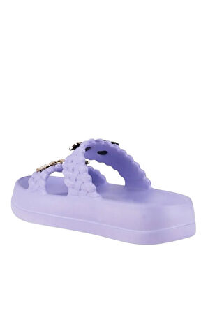 Kadın Taşlı Şık Rahat Konforlu Günlük Terlik Lila