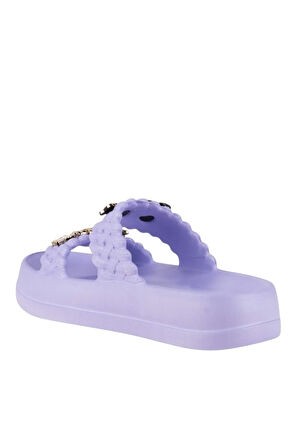 Kadın Taşlı Şık Rahat Konforlu Günlük Terlik Lila