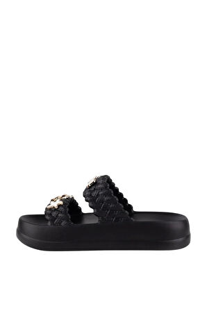 Kadın Taşlı Şık Rahat Konforlu Günlük Terlik SİYAH