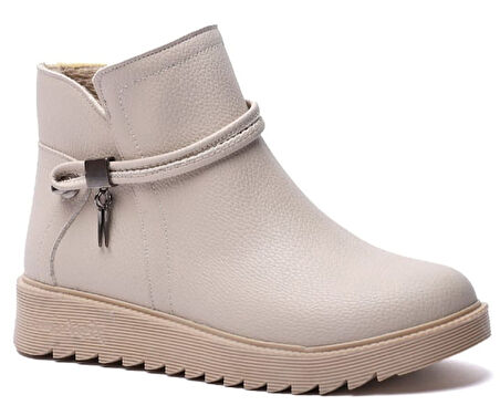 KUUM LONDON K1121001 Bej Fermuarlı Kadın Bot