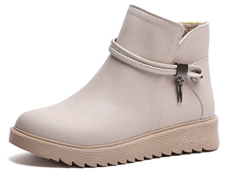 KUUM LONDON K1121001 Bej Fermuarlı Kadın Bot