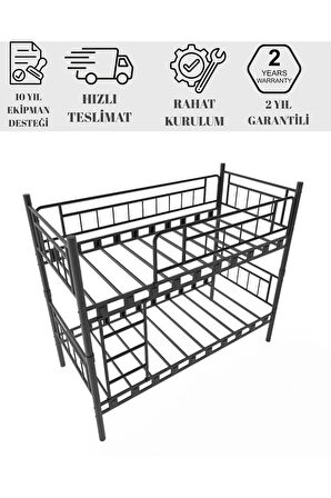 TOKYO GENÇ ÇOCUK YATAK ODASI METAL RANZA VE KARYOLA 90 x 190 CM - SİYAH