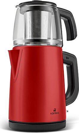 Karaca Tea Glass 2 In 1 Çelik Çay Makinesi Ve Kettle Kırmızı