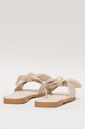 Kadın Fiyonklu Günlük YazlıkTerlik KREM