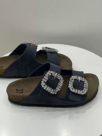 İLYADA TAŞLI ÇİFT TOKA KADIN lACİVERT TERLİK