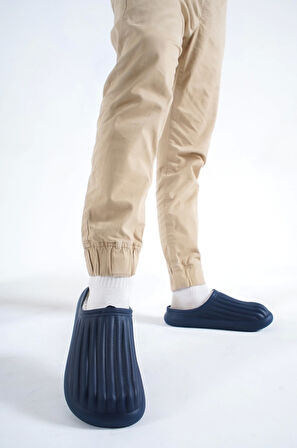 Inverna Faylon Taban Içi Tüylü Unisex Lacivert Ev Terliği