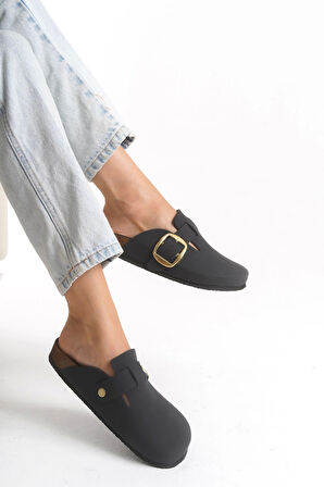 Kadın Mantar Taban Kışlık Önü Kapalı Keçe Modeli Sabo Günlük Rahat Siyah Ev Terliği 1 Beden Büyük Tercih Ediniz.