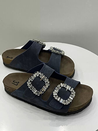 İLYADA TAŞLI ÇİFT TOKA KADIN lACİVERT TERLİK