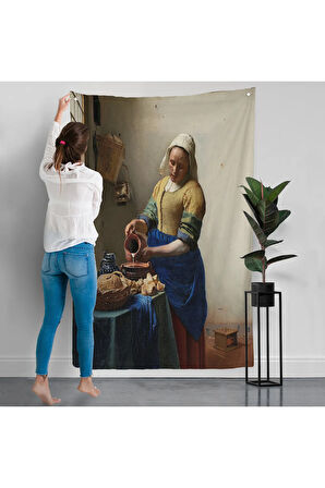 Johannes Vermeer - Sütçü Kız Duvar Örtüsü - The Milkmaid-7434