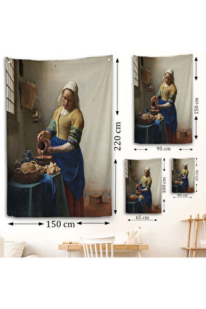 Johannes Vermeer - Sütçü Kız Duvar Örtüsü - The Milkmaid-7434