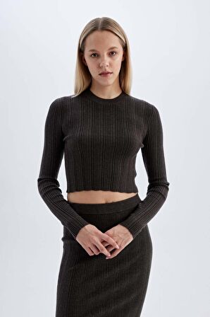 DeFacto Slim Fit Dar Kesim Bisiklet Yaka Triko Kazak A2057AX24AUAR227