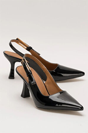 Kadın Sivri Burun Arkası Açık 8 Cm Topuklu Ayakkabı SİYAH