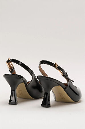 Kadın Sivri Burun Arkası Açık 8 Cm Topuklu Ayakkabı SİYAH