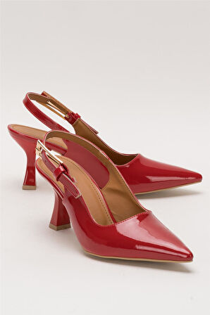 Kadın Sivri Burun Arkası Açık 8 Cm Topuklu Ayakkabı KIRMIZI