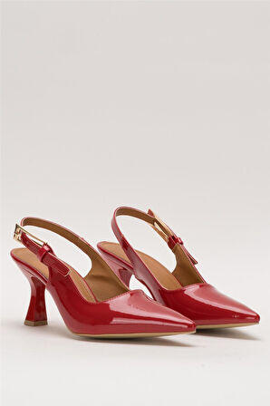 Kadın Sivri Burun Arkası Açık 8 Cm Topuklu Ayakkabı KIRMIZI