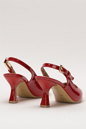 Kadın Sivri Burun Arkası Açık 8 Cm Topuklu Ayakkabı KIRMIZI