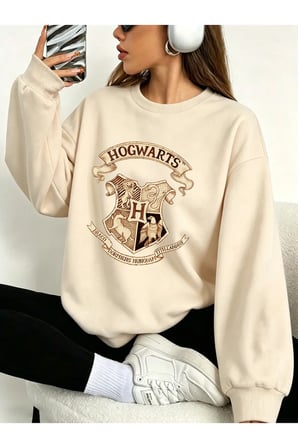 Unisex Emerald Wizard Crest Baskılı Bisiklet Yaka Sweatshirt
