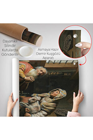 Rembrandt - Tobit ve Anna Çocuk ile Birlikte Duvar Örtüsü-7439