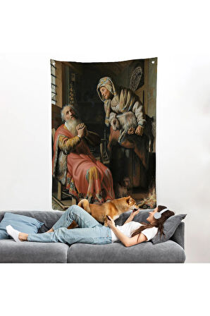 Rembrandt - Tobit ve Anna Çocuk ile Birlikte Duvar Örtüsü-7439