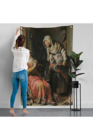 Rembrandt - Tobit ve Anna Çocuk ile Birlikte Duvar Örtüsü-7439