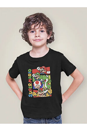 Tasarım Süper Mario Baskılı Unisex Oyun Çocuk Tişört (1-12 Yaş)