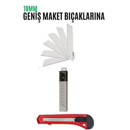  Maket Bıçak Yedeği 10 Adet 18 mm Küçük Boy için