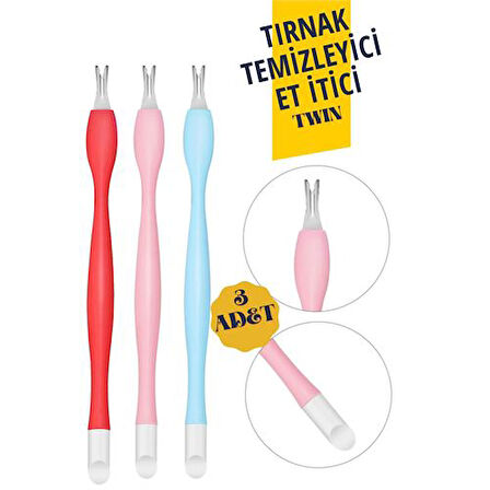  Tırnak Temizleyici Et İtici Twin 3 lü Set