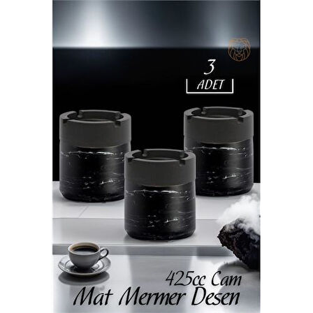  Mat Mermer Desen Cam Küllük 3 lü Set