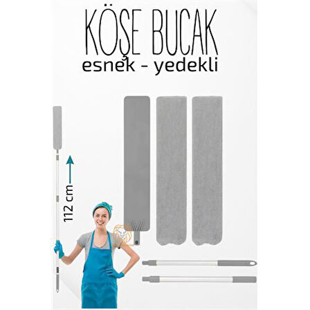  Esnek Köşe Bucak Temizlik Mopu 112 cm