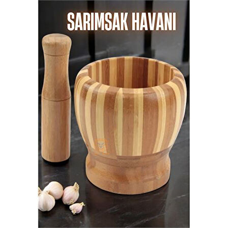  Sarımsak Havanı Bambu