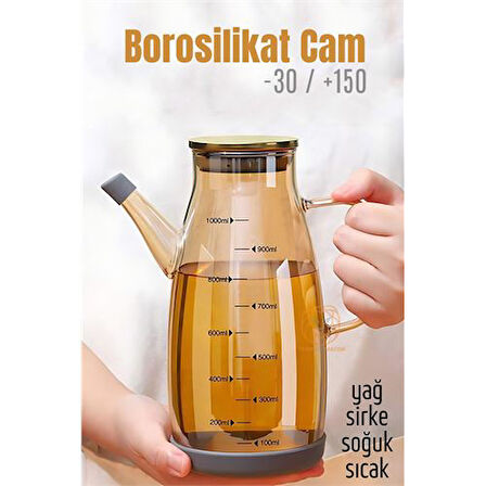  Yağ Sirke Şişesi Borosilikat Cam 1000 ML  A.Verbrugge Design