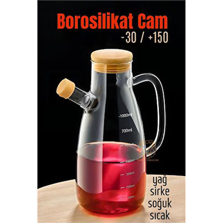  Yağ Sirke Şişesi Borosilikat Cam 1000 ML  A.Verbrugge Design