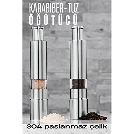 ModaCar 2'li Karabiber Tuz Öğütücü Profesyonel 304 Paslanmaz Çelik Manuel Baharat Değirmeni